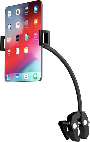 حامل iPad معقوفة، حامل iPad قابل للتعديل 360 درجة لجهاز المشي مع مشبك قوي للغاية، حامل لوحي لعربة الأطفال، دراجة الصالة الرياضية، دراجة دوارة، كرسي متحرك، حامل ميكروفون، متوافق مع أجهزة 4.7-13 بوصة in Kuwait