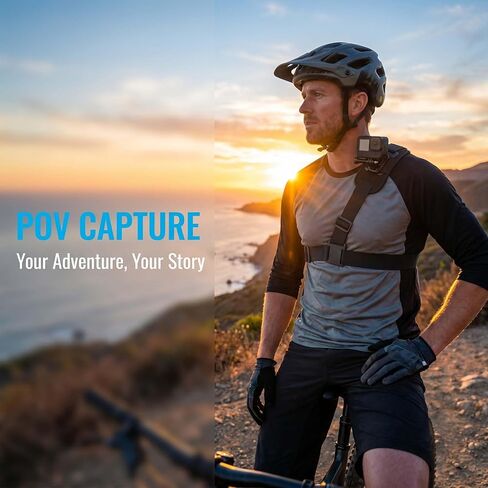 Adjustable Chest & Shoulder Camera Strap, Universal Hands-Free Mount, Stable Comfortable for Adventure Shooting-Black in Kuwait