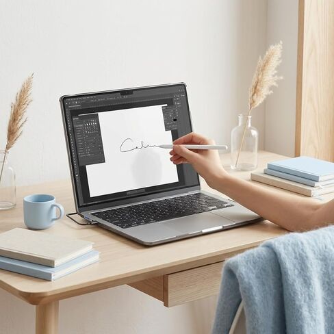 إطار شاشة لمس لجهاز MacBook Air مقاس 15 بوصة، لوحة لمس مغناطيسية، دعم إيماءات اللمس المتعدد، وظيفة إضافية لشاشة اللمس للتوصيل والتشغيل، لا حاجة إلى برنامج تشغيل، يتضمن حافظة صلبة وقلمًا in Kuwait