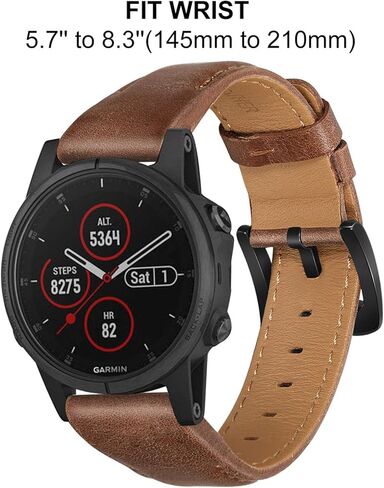 Unoxiento Quick Fit Band for Fenix 8 47mm / E / 7/6 Pro / 5 Plus, 22mm Genuine Cowhide Leather Strap for Garmin Instinct 3 Solar 45mm / Epix Pro 47mm in Kuwait