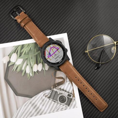 Unoxiento Quick Fit Band for Fenix 8 47mm / E / 7/6 Pro / 5 Plus, 22mm Genuine Cowhide Leather Strap for Garmin Instinct 3 Solar 45mm / Epix Pro 47mm in Kuwait