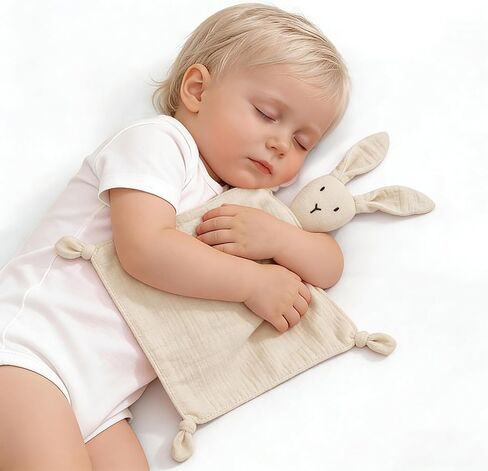 ZIGJOY بطانية أمان للأطفال من الموسلين Baby Lovey للأولاد والبنات للجنسين من القطن العضوي الناعم هدية للأطفال حديثي الولادة على شكل أرنب وردي in Kuwait