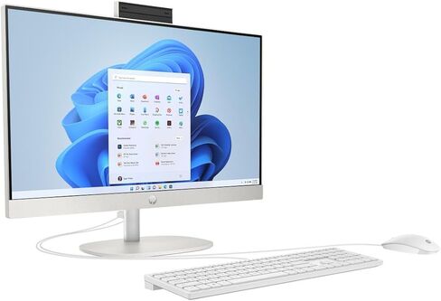 كمبيوتر مكتبي HP 24-cr000 الكل في واحد، 2026، شاشة لمس 23.8 بوصة 1920x1080 IPS، Intel Core i3-N300 8-Core، Intel UHD Graphics، 24GB DDR4، 2TB SSD 2TB، Win 11 Pro، Wi-Fi، BT 5.3، كاميرا IR 1080p، أبيض in Kuwait