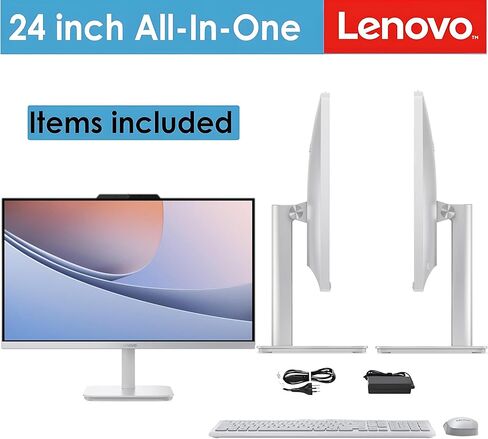 كمبيوتر مكتبي Lenovo 24 بوصة FHD الكل في واحد للمنزل والمكتب، معالج Intel، ذاكرة وصول عشوائي 32 جيجابايت، 500 جيجابايت خارجي + 512 جيجابايت PCIe، HDMI، بلوتوث 5.2، Business AIO، Vent-Hear، لوحة مفاتيح وماوس لاسلكي، Win 11 in Kuwait