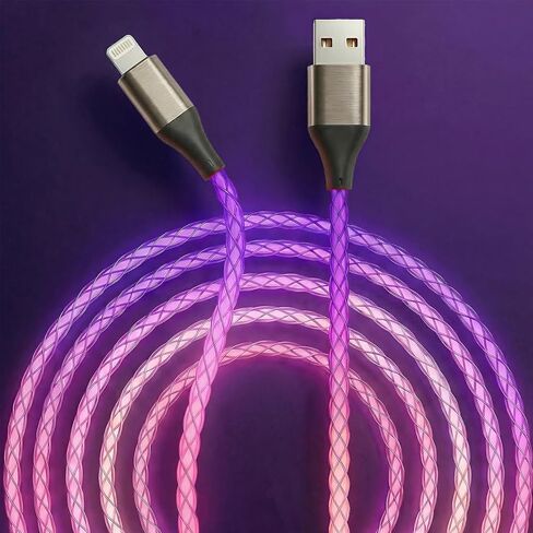 سلك شاحن كابل USB-A إلى Lightning لأجهزة iPhone [معتمد من Apple MFi] سلك شحن سريع LED لأجهزة iPhone 14/13/12/11/XR/XS/X/8، iPad، AirPods، iPod، والمزيد (وردي أرجواني، 4 أقدام) in Kuwait