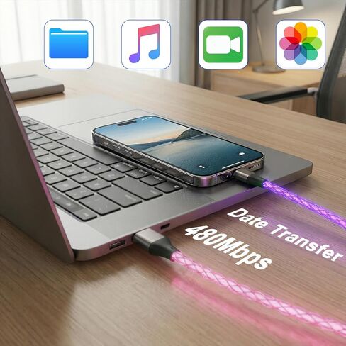 سلك شاحن كابل USB-A إلى Lightning لأجهزة iPhone [معتمد من Apple MFi] سلك شحن سريع LED لأجهزة iPhone 14/13/12/11/XR/XS/X/8، iPad، AirPods، iPod، والمزيد (وردي أرجواني، 4 أقدام) in Kuwait
