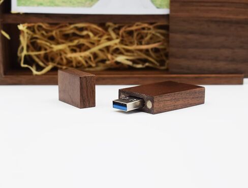 Walnut USB Flash Drive 32GB with Album Box, Personalized Logo Engraving USB 3.0 Wood Thumb Drives High Speed Memory Stick with Wooden Box for Photography/Wedding/Engagement/Graduation/Farewell in Kuwait