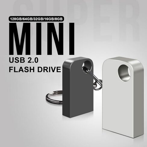 محرك فلاش USB سعة 128 جيجابايت مع محول من النوع C وحبل، محرك قلم معدني USB 2.0 عالي السرعة، عصا ذاكرة تخزين صغيرة للهاتف/الوسادة/الكمبيوتر الشخصي/الكمبيوتر المحمول - (أسود 128 جيجابايت) in Kuwait