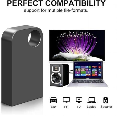 محرك فلاش USB سعة 128 جيجابايت مع محول من النوع C وحبل، محرك قلم معدني USB 2.0 عالي السرعة، عصا ذاكرة تخزين صغيرة للهاتف/الوسادة/الكمبيوتر الشخصي/الكمبيوتر المحمول - (أسود 128 جيجابايت) in Kuwait