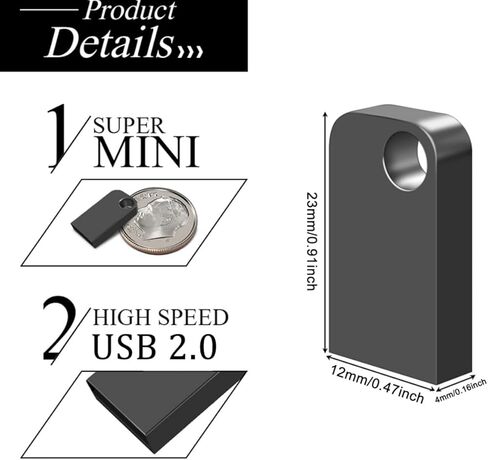 محرك فلاش USB سعة 128 جيجابايت مع محول من النوع C وحبل، محرك قلم معدني USB 2.0 عالي السرعة، عصا ذاكرة تخزين صغيرة للهاتف/الوسادة/الكمبيوتر الشخصي/الكمبيوتر المحمول - (أسود 128 جيجابايت) in Kuwait