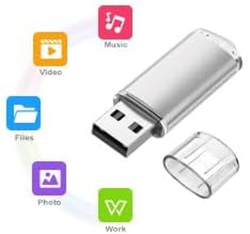 محرك فلاش 32 جيجا بايت 2 قطعة USB 2.0 محرك فلاش محرك الإبهام محركات الانتقال سلسلة المفاتيح عصا الذاكرة - فضي in Kuwait