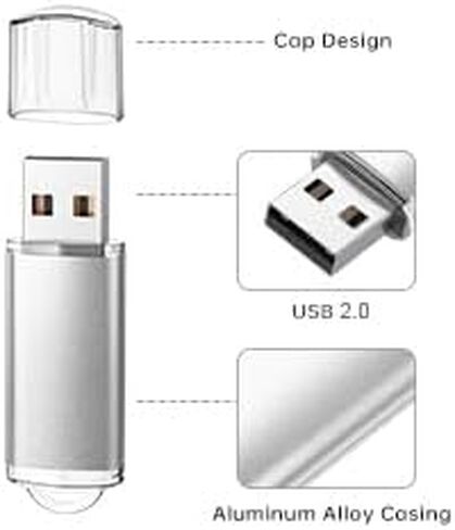 محرك فلاش 32 جيجا بايت 2 قطعة USB 2.0 محرك فلاش محرك الإبهام محركات الانتقال سلسلة المفاتيح عصا الذاكرة - فضي in Kuwait