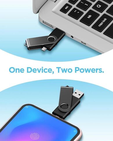 16GB Flash Drive 2.0 - USB C & USB A 2-in-1 Thumb Drive for PC, Type C Phones,External Memory Stick for Photos/Videos(Black) in Kuwait