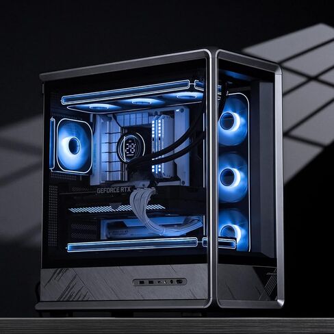 JONSBO D401 ATX Mid Tower PC Case, Frame Structure, Back-Connect MB,High Comp Gaming Dual Chamber Computer Case,GPU 439mm/PSU 200mm/AIO360x2, Desktop Display,Black in Kuwait