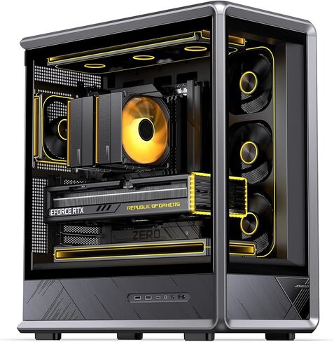 JONSBO D401 ATX Mid Tower PC Case, Frame Structure, Back-Connect MB,High Comp Gaming Dual Chamber Computer Case,GPU 439mm/PSU 200mm/AIO360x2, Desktop Display,Black in Kuwait