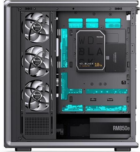JONSBO D401 ATX Mid Tower PC Case, Frame Structure, Back-Connect MB,High Comp Gaming Dual Chamber Computer Case,GPU 439mm/PSU 200mm/AIO360x2, Desktop Display,Black in Kuwait