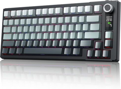 لوحة مفاتيح ميكانيكية لاسلكية MOKURU، ثلاثة أوضاع BT/2.4G/USB-C، تبديل RGB، تخطيط مفتاح 75%، مقبض ضبط مستوى الصوت، مقعد عمود قابل للتبديل السريع، متوافق مع Windows، Mac (Comic PBT) in Kuwait