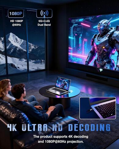 جهاز إرسال واستقبال HDMI لاسلكي 328FT/100M، شاشة LED، فك تشفير 4K 1080P@60 هرتز، مخرج فيديو فائق الدقة، التوصيل والتشغيل 5G+2.4G للفيديو والصوت للمراقبة من الكمبيوتر/جهاز العرض/صندوق التلفزيون in Kuwait