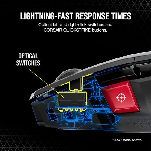 ماوس الألعاب اللاسلكي Corsair M65 RGB Ultra Wireless Tunable FPS - مستشعر بصري 26000 نقطة في البوصة، عمر بطارية يصل إلى 120 ساعة، 8 أزرار قابلة للبرمجة - أبيض (متجدد) (متجدد) in Kuwait