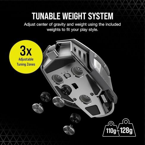 ماوس الألعاب اللاسلكي Corsair M65 RGB Ultra Wireless Tunable FPS - مستشعر بصري 26000 نقطة في البوصة، عمر بطارية يصل إلى 120 ساعة، 8 أزرار قابلة للبرمجة - أبيض (متجدد) (متجدد) in Kuwait