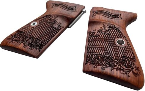 New! Grips Compatible with PPK/S, PP, New PPK/S .22 LR Praduak Wood, Flower Pattern Engraved, Thai Handmade in Kuwait