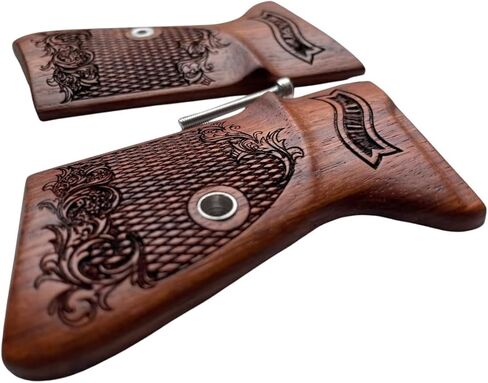 New! Grips Compatible with PPK/S, PP, New PPK/S .22 LR Praduak Wood, Flower Pattern Engraved, Thai Handmade in Kuwait