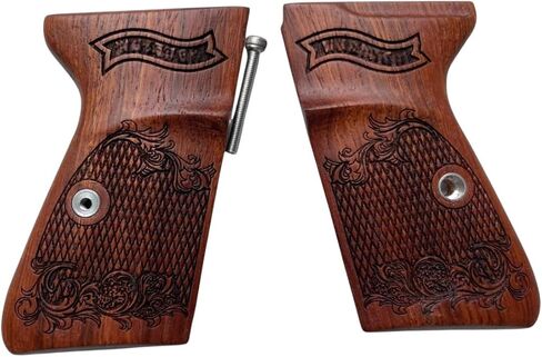 New! Grips Compatible with PPK/S, PP, New PPK/S .22 LR Praduak Wood, Flower Pattern Engraved, Thai Handmade in Kuwait