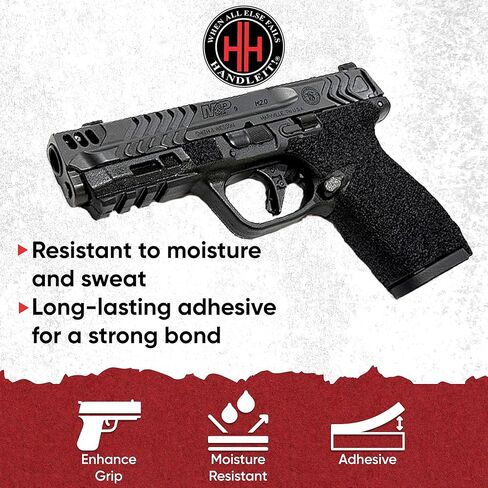 Handleitgrips Gun Grip Tape Wrap متوافق مع Smith & Wesson M&P Compact 2.0 Carry Comp، شريط قبضة مسدس من ورق الصنفرة الأسود مع إدراجات، غلاف قبضة المسدس، مملوكة للمحاربين القدامى، صنع في الولايات المتحدة الأمريكية in Kuwait
