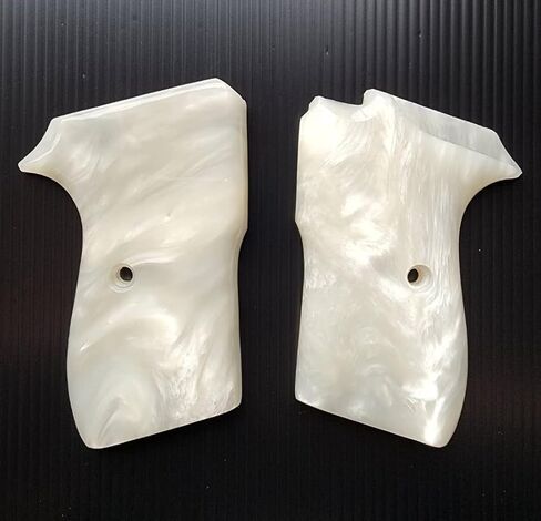 [BMPL**] Pearl White Resin Gun Grips Compatible Replacement for Bersa Thunder .380 Hardwood Wood Smooth Handmade Gift in Kuwait