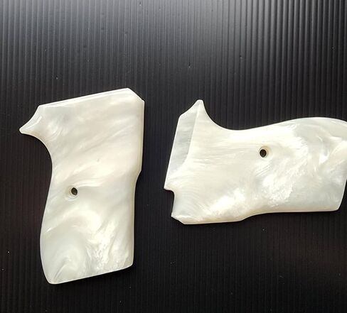 [BMPL**] Pearl White Resin Gun Grips Compatible Replacement for Bersa Thunder .380 Hardwood Wood Smooth Handmade Gift in Kuwait