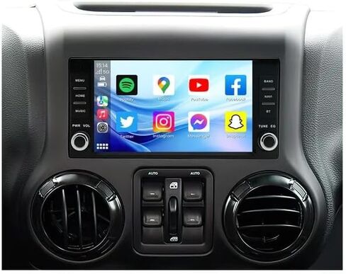 [4G+64G] راديو السيارة لسيارة Jeep JK Wrangler 2007-2017: شاشة ستيريو عالية الدقة تعمل باللمس 7 بوصات مع CarPlay Android Auto 5G WiFi Bluetooth GPS FM 32EQ SWC، كاميرا احتياطية مجانية in Kuwait