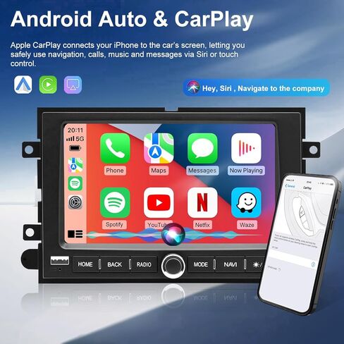 Car Radio for Ford F150 2004-2008, F250/F350 2006-2016, Mercury Milan 2006-2009, Mark LT 2006-2008, 7 Inch Touch Screen Upgrade Stereo with Carplay Android Auto GPS Backup Camera Bluetooth WiFi SWC FM in Kuwait