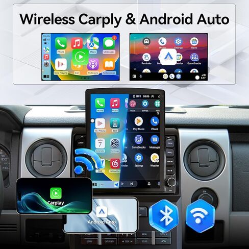 راديو ستيريو للسيارة Android 14 متوافق مع Ford F150 2009 2010 2011 2012 ترقية يدوية للتيار المتردد CarPlay اللاسلكي وكاميرا احتياطية Android Auto 1080P AHD 9.7 شاشة تعمل باللمس GPS SWC Bluetooth 2+64G in Kuwait