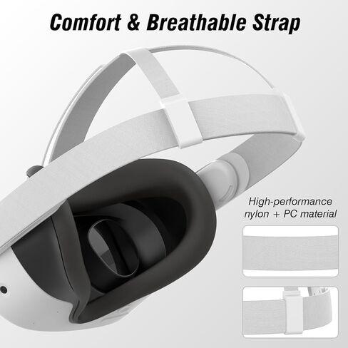 لحزام الرأس Oculus Quest 3/Quest 3S، استبدال الحزام الأصلي القابل للتعديل، حزام سماعة الرأس Meta Quest 3/3S، تقليل الضغط، ملحقات VR قابلة للتنفس وقابلة للغسل (حزام الرأس) in Kuwait