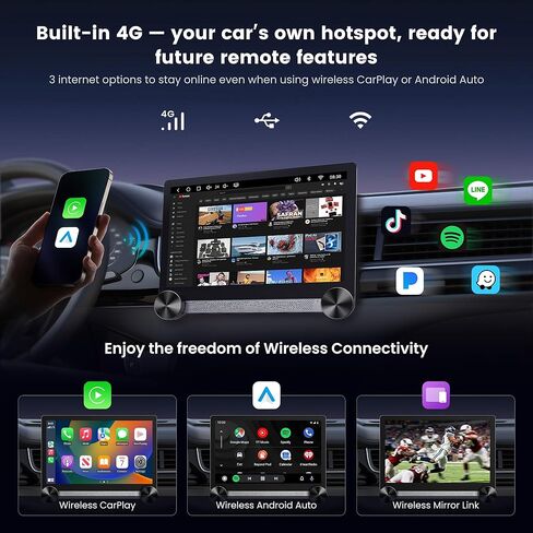 ATOTO S8 Gen4 11.5 بوصة 2K QLED Android Double DIN ستيريو سيارة مع مقابض مزدوجة، 4G LTE، CarPlay اللاسلكي وAndroid Auto، AI مدعوم من ChatGPT، DSP Hi-Fi، 4V Pre-Out، مخرج بصري / محوري، تتبع GPS in Kuwait
