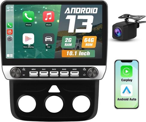 ترقية ستيريو راديو السيارة لـ Dodge RAM 1500/2500/3500 2013-2018، وحدة رأس Android مع شاشة لمس 10.1 بوصة/كاميرا احتياطية/CarPlay لاسلكي وAndroid Auto/Mirroring/Wi-Fi/Bluetooth/SWC/FM/AM in Kuwait