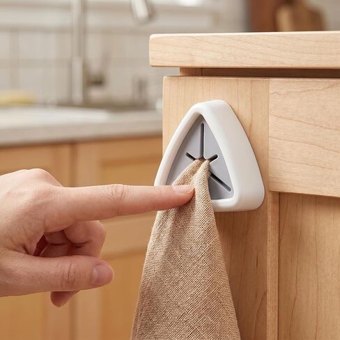 8 Pack Triangle Towel Hooks for Wall - Camper Accessories & Travel Trailer Must Haves, Adhesive Silicone Dish Towel Holder No Drill for RV Kitchen Bathroom, Push Grip Self Stick Hanger Organizer in Saudi Arabia