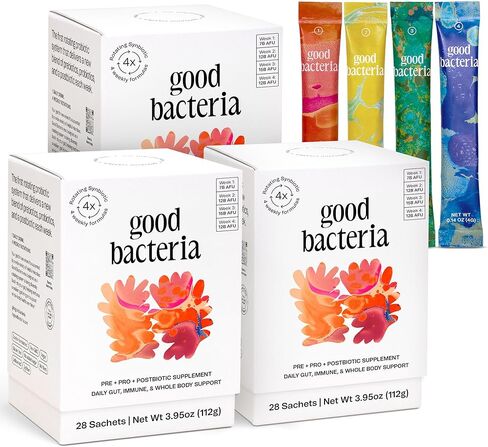 Good Bacteria Rotating Synbiotic - 1 Month Supply - Weekly Rotating Prebiotics, Probiotics & Postbiotics System, Vegan, No Fillers, No Refrigeration - Daily Synbiotic Powder Gut Health Supplements in Saudi Arabia