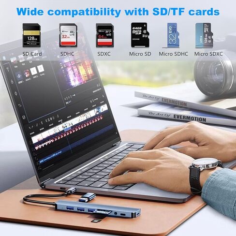 موزع USB C/USB، ألومنيوم مزدوج الرأس 8 في 1 مع منافذ USB3.0/2.0 لأجهزة الكمبيوتر/أجهزة الكمبيوتر المحمولة/MacBook Pro/Air/iMac/iPad والمزيد من الأجهزة in Kuwait