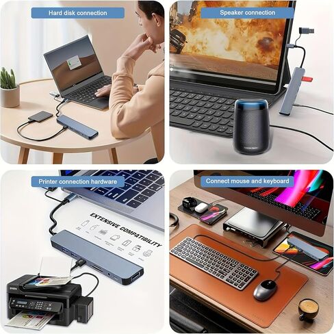 موزع USB C/USB، ألومنيوم مزدوج الرأس 8 في 1 مع منافذ USB3.0/2.0 لأجهزة الكمبيوتر/أجهزة الكمبيوتر المحمولة/MacBook Pro/Air/iMac/iPad والمزيد من الأجهزة in Kuwait
