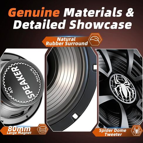 Upgraded 6.5" Coaxial Car Speakers, 800W Max 4 Ohm Car Audio Speakers High-end Silk Dome Tweeter, Plug & Play Installation, Durable Design - Pair in Kuwait