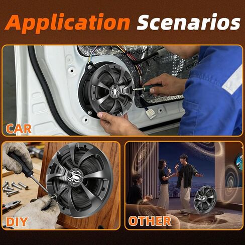 Upgraded 6.5" Coaxial Car Speakers, 800W Max 4 Ohm Car Audio Speakers High-end Silk Dome Tweeter, Plug & Play Installation, Durable Design - Pair in Kuwait