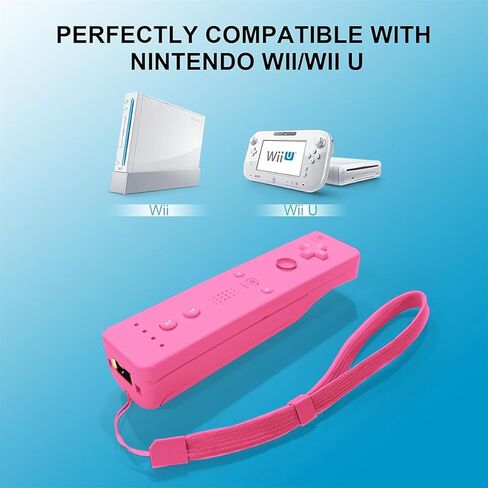 وحدة تحكم SWCTIM Wii 2 Pack، وحدة تحكم عن بعد متوافقة مع Wii/Wii U مع حافظة من السيليكون وحزام المعصم (أزرق ووردي) in Kuwait
