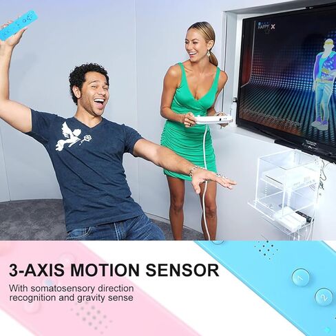 وحدة تحكم SWCTIM Wii 2 Pack، وحدة تحكم عن بعد متوافقة مع Wii/Wii U مع حافظة من السيليكون وحزام المعصم (أزرق ووردي) in Kuwait