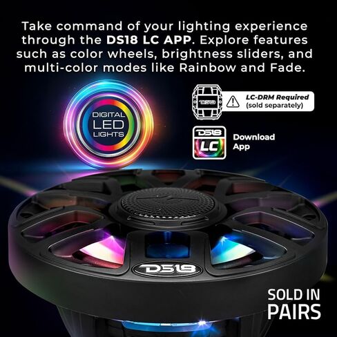 DS18 NXL-IQ6/BK مكبر صوت بحري متحد المحور مقاس 6.5 بوصات ثنائي الاتجاه مع أضواء LED رقمية ومكبر صوت رصاصي 150 وات 4 أوم، مقاوم للماء IP65، زوج in Kuwait