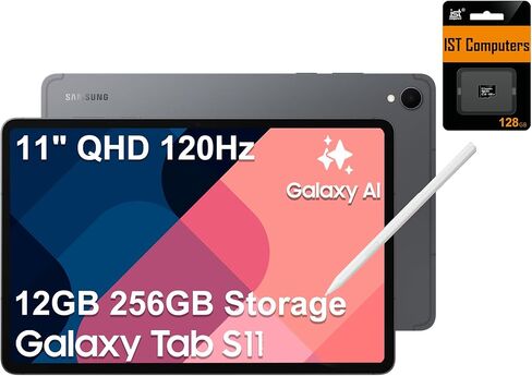 Samsung Galaxy Tab S11 AI Tablet, 11" 120Hz AMOLED 2X, 256GB Storage (128GB+128GB SD Card), 12GB RAM, S Pen, 2K+ Touchscreen, Ultra-Light, Slim Tablet,18-Hr Battery Life, 13MP+12MP Camera, SM-X730 in Kuwait