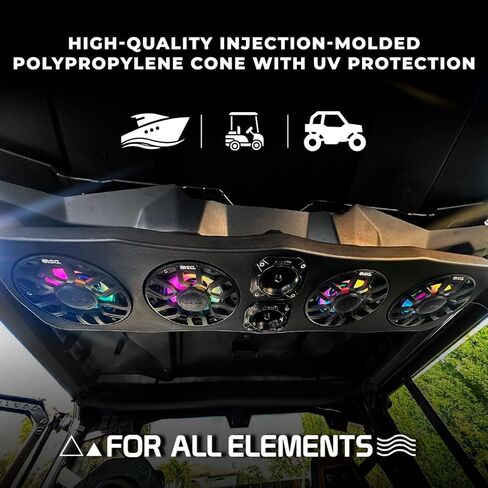 DS18 NXL-IQ6/BK مكبر صوت بحري متحد المحور مقاس 6.5 بوصات ثنائي الاتجاه مع أضواء LED رقمية ومكبر صوت رصاصي 150 وات 4 أوم، مقاوم للماء IP65، زوج in Kuwait