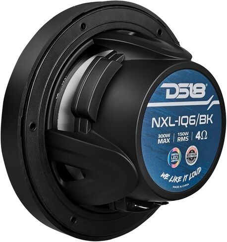 DS18 NXL-IQ6/BK مكبر صوت بحري متحد المحور مقاس 6.5 بوصات ثنائي الاتجاه مع أضواء LED رقمية ومكبر صوت رصاصي 150 وات 4 أوم، مقاوم للماء IP65، زوج in Kuwait