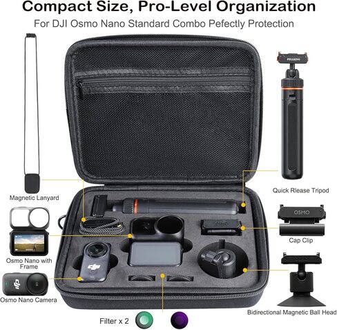 PellKing Selfie Stick & Carrying Case 2 in 1 Kit for DJI Osmo Nano, 21in Selfie Stick Tripod with Magnetic Quick Release Mount, Portable Hard Case, Vlog & Travel Essential for DJI Osmo Nano in Kuwait