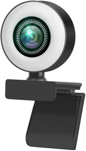 4K Webcam for PC, Full HD Webcam for Laptop, Adjustable Ring Light, USB Web Cam Camera for Live Streaming in Kuwait